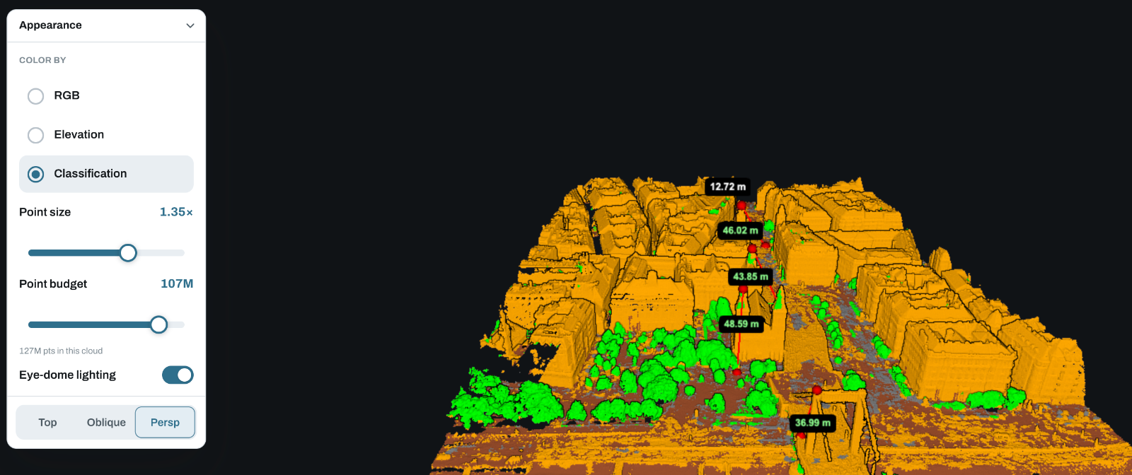 Point cloud settings