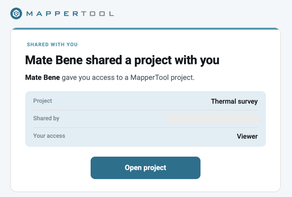 Project sharing e-mail